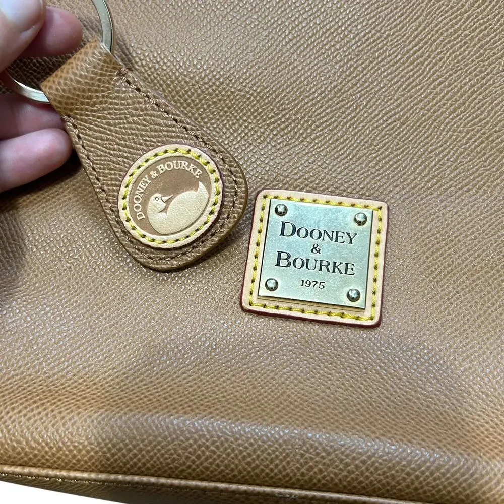 Dooney & Bourke Pebble Leather Janine Handbag Brown Double Handle Designer